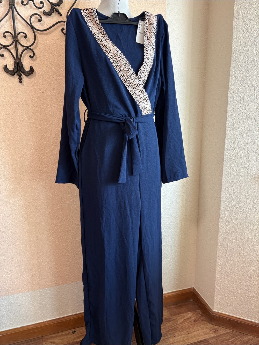 Pantalon wide-leg long sleeve jumpsuit sz L